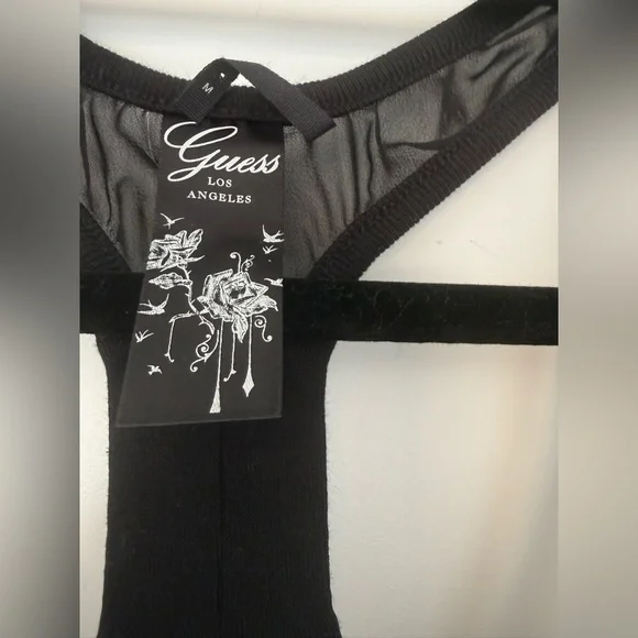 BNWOT GUESS Sheer Graphic Tank Top | Studded Back | Racerback | Size M - Picture 6 of 6